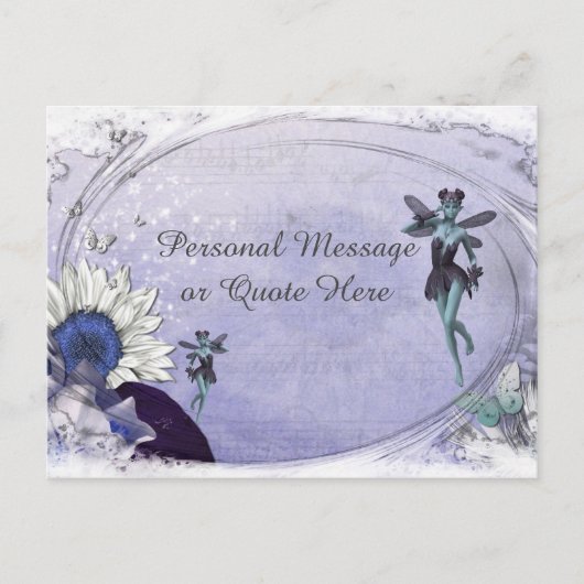 Fantasy Fairy mit Blue Sunflower Personalisiert Postkarte (Vorderseite)