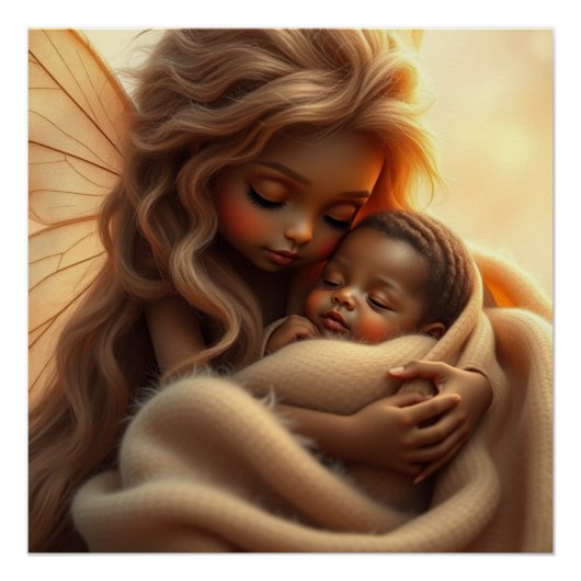 Fantasy Fairy Mother and Baby Art Poster (Vorderseite)
