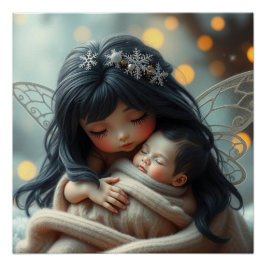 Fantasy Fairy Mother and Baby Art Poster