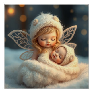 Fantasy Fairy Mother and Baby Art Poster
