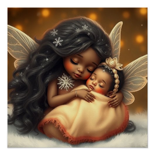 Fantasy Fairy Mother and Baby Art Poster (Vorderseite)