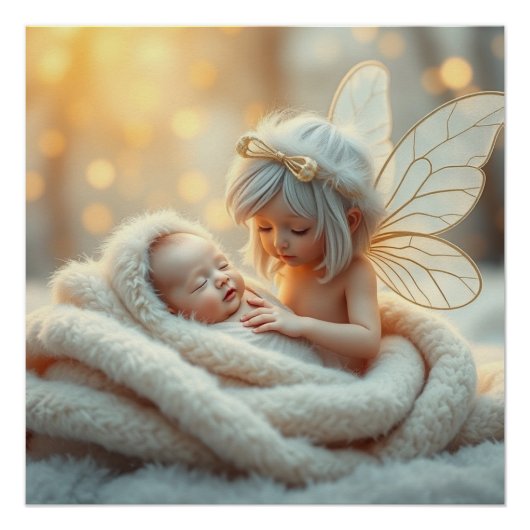 Fantasy Fairy Mother and Baby Art Poster (Vorderseite)