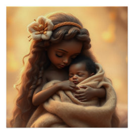Fantasy Fairy Mother and Baby Art Poster