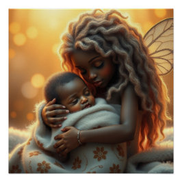 Fantasy Fairy Mother and Baby Art Poster