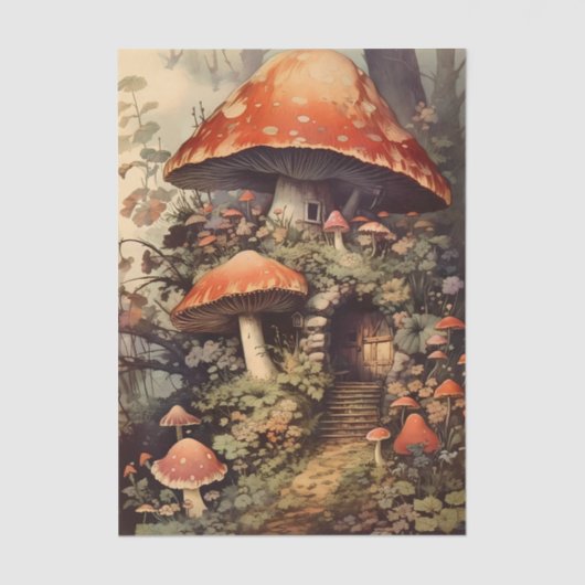 Fantasy Fairy Mushroom Home in the Forest Seidenpapier (Vorderseite)