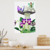 Fantasy Fairy Sitzen auf einem Pilz-Poster Poster (Küche)