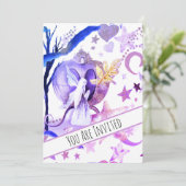 *~* Fantasy Fairy Sky Moon BIRTHDAY Einladung (Stehend Vorderseite)