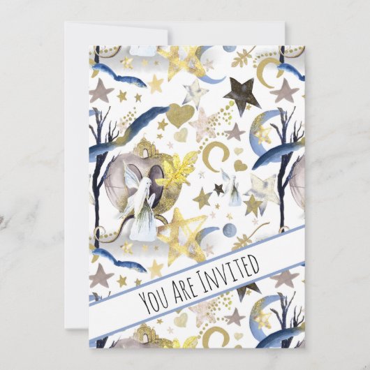 *~ Fantasy Fairy Stars Kinderdusche Einladung (Vorderseite)