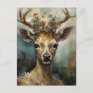 Fantasy Fairy Tale Deer Woman Boho Postkarte