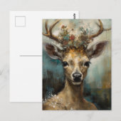 Fantasy Fairy Tale Deer Woman Boho Postkarte (Vorne/Hinten)