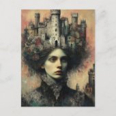 Fantasy Fairy Tale Königin mit Schloss auf ihrem K Postkarte (Vorderseite)