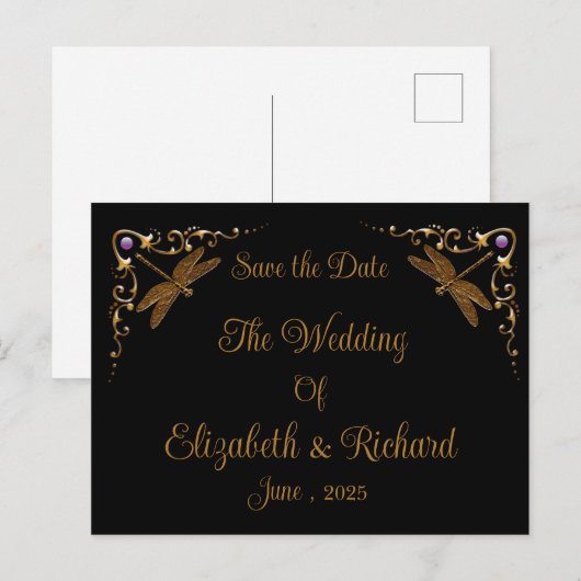 Fantasy Fairy Tale Wedding Save the Date Postkarte (Vorne/Hinten)