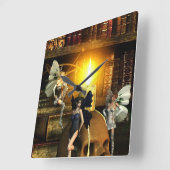 Fantasy Fairy Wall Clock Quadratische Wanduhr (Winkel)