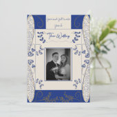 Fantasy Fairy Wedding Einladung in Blau und Gold (Stehend Vorderseite)