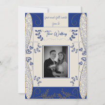 Fantasy Fairy Wedding Einladung in Blau und Gold 