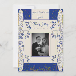 Fantasy Fairy Wedding Einladung in Blau und Gold 