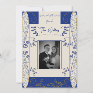 Fantasy Fairy Wedding Einladung in Blau und Gold 