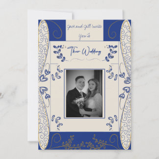 Fantasy Fairy Wedding Einladung in Blau und Gold 