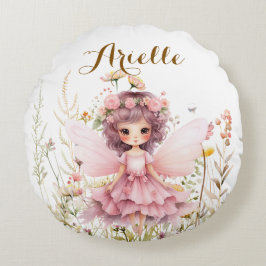 Fantasy Fairy Wildblume Pastel Rundes Kissen