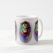 Fantasy-Farben-Tropf-Regenbogenfarben Löwe Kaffeetasse (VorderseiteRechts)