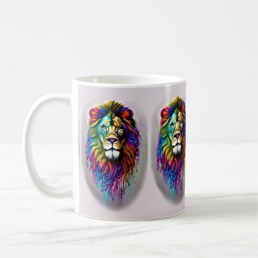 Fantasy-Farben-Tropf-Regenbogenfarben Löwe Kaffeetasse (Links)