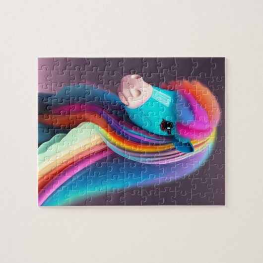 Fantasy-farbenfrohe Pony mit Regenbogenfarben, Pon Puzzle (Horizontal)