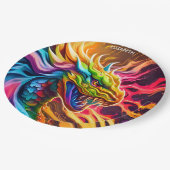 Fantasy farbenfroher Myth Vivid Dragon. Pappteller (Schrägansicht)