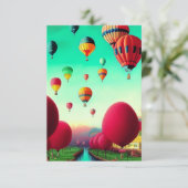Fantasy-farbige Heißluftballons fliegen Dankeskarte (Stehend Vorderseite)