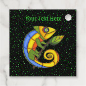 Fantasy-farbige Lizard auf Stick mit Leaf Dots Geschenkanhänger (Rückseite)
