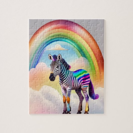 Fantasy-farbiges Zebra mit Regenbogenfarben, Zebra Puzzle (Vertikal)