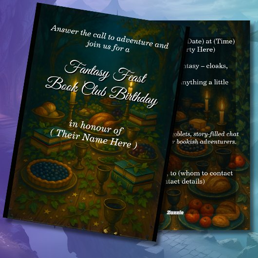 Fantasy Feast Book Club Birthday Party Einladung