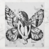 Fantasy-Fee schwarz-weiß, kanadischer Künstler Weinetikett (Einzelnes Label)