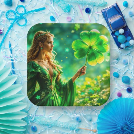 Fantasy Fee St Patrick Day Irish Folklore Art Pappteller (Party)