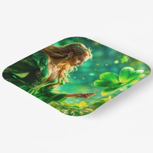 Fantasy Fee St Patrick Day Irish Folklore Art Pappteller (Gewinkelt)