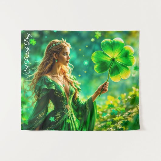 Fantasy Fee St Patrick Day Irish Folklore Art Wandteppich (Vorderseite (Horizontal))