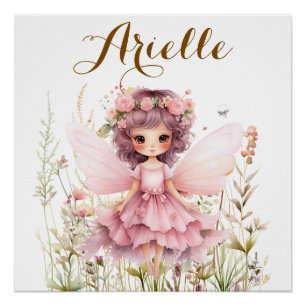 Fantasy Fee Wildblume Pastell Glanzfinish Poster