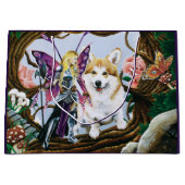 Fantasy-Feenkrieger-Corgi-Magiewald Große Geschenktüte (Vorderseite)