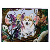Fantasy-Feenkrieger-Corgi-Magiewald Große Geschenktüte (Rückseite)