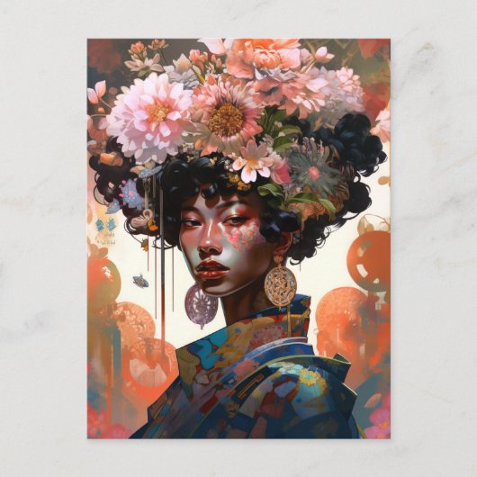 Fantasy Female Blume Schöne Kunst Postkarte (Vorderseite)