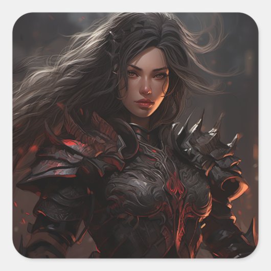 Fantasy Female Warrior Ritter - Sticker (Vorderseite)