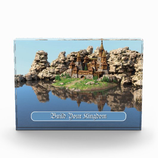 Fantasy-Festung Motivationszitat-Kunst Fotoblock (Vorderseite)