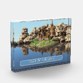 Fantasy-Festung Motivationszitat-Kunst Fotoblock (Links)