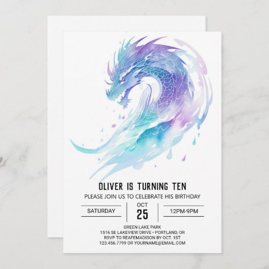 Fantasy Fierce Dragon Birthday Einladung (Vorne/Hinten)