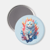 Fantasy Fire and Ice Cat Magnet (Vorderseite/Rückseite)