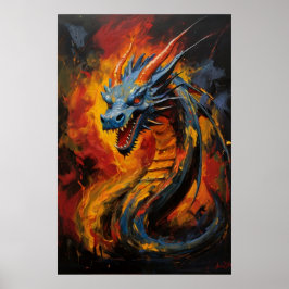 Fantasy Fire Breaath Dragon Poster