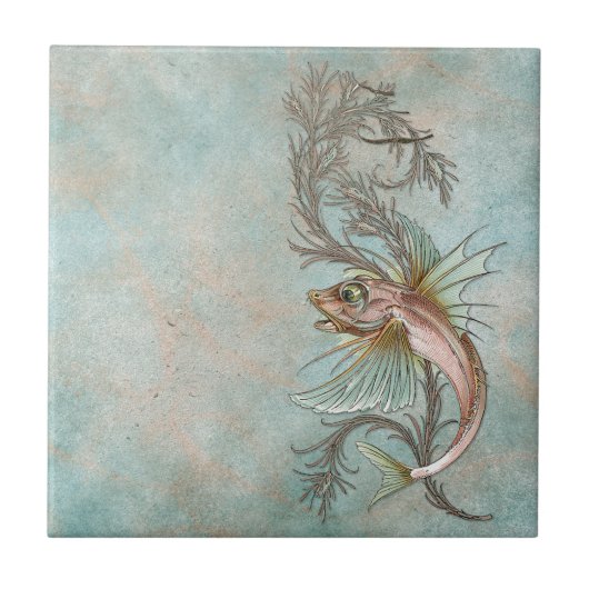 Fantasy Fish Art Nouveau Fliese (Vorderseite)