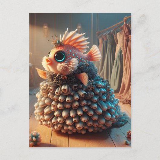 Fantasy Fish in einem Kleid Postkarte (Vorderseite)