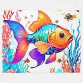 Fantasy Fish Scene Design Fleecedecke (Vorderseite (Horizontal))