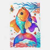 Fantasy Fish Scene Design Geschirrtuch (Vertikal)