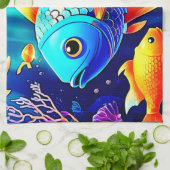 Fantasy Fish Swim Design Geschirrtuch (Gefaltet)